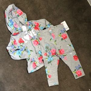 Carter’s NWT floral leggings and hooded peplum top